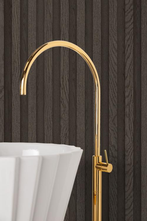 Plissé free-standing washbasin - white/gold version