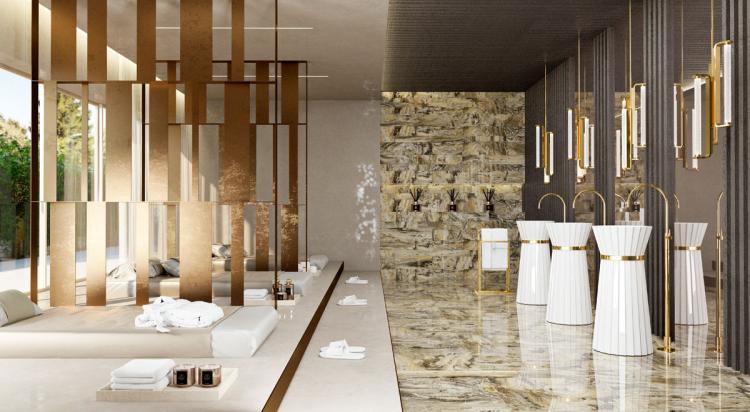 Plissé free-standing washbasin - white/gold version