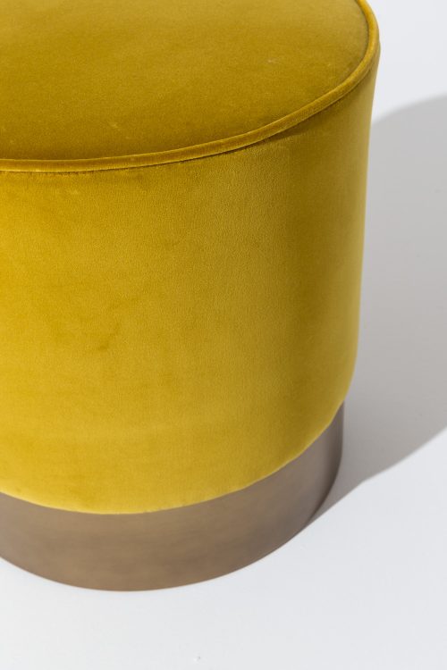 Otto pouf with bronze lacquered base and covered in velvet