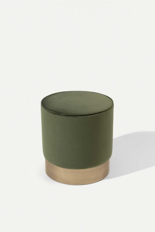 Otto pouf with bronze lacquered base and covered in velvet