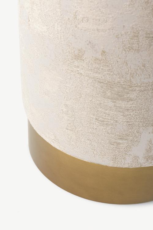 Otto pouf with bronze lacquered base and covered in fabric