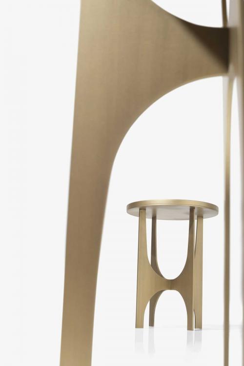 Sullivan side tables with bronze lacquered top and bronze metal base