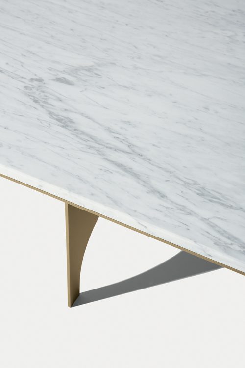 Sullivan coffee table with marble top and bronze metal base