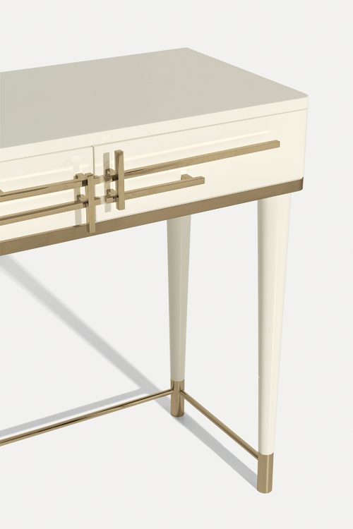 Консоль Origami — глянцевая отделка Avorio, металл в отделке бронза
