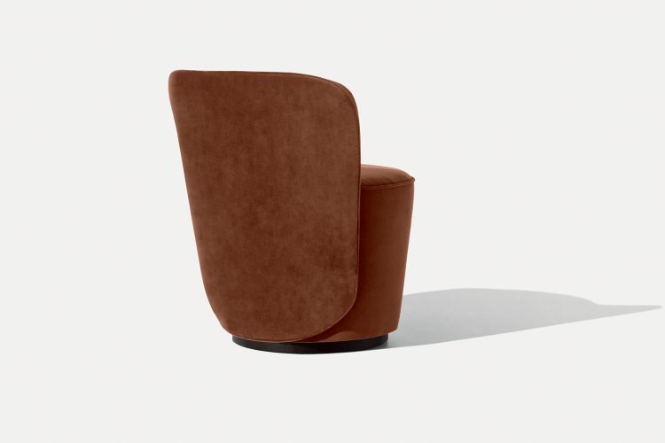 Opera armchair with Moka Oak and covered in velvet