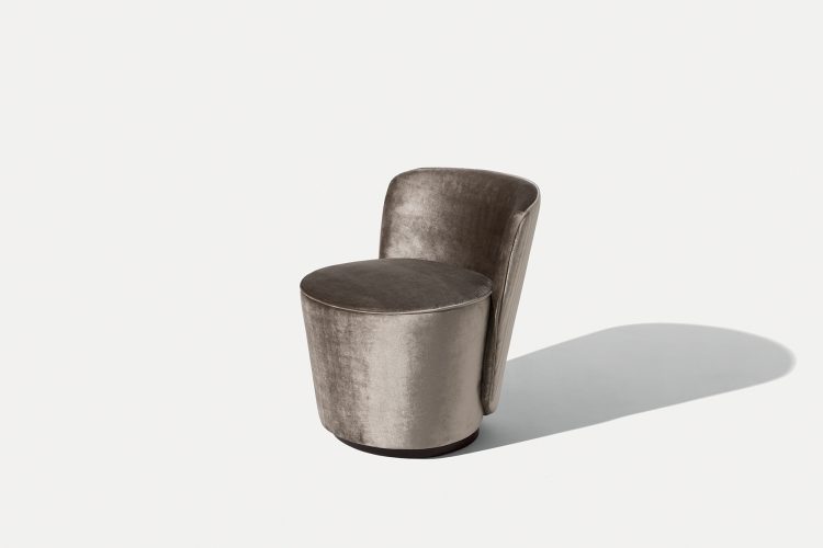 Opera armchair with Moka Oak and covered in velvet