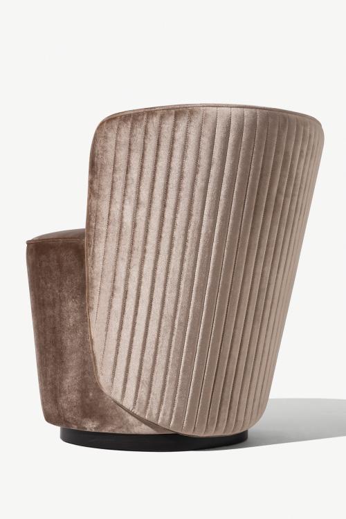 Opera armchair with Moka Oak and covered in velvet