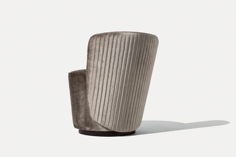 Opera armchair with Moka Oak and covered in velvet