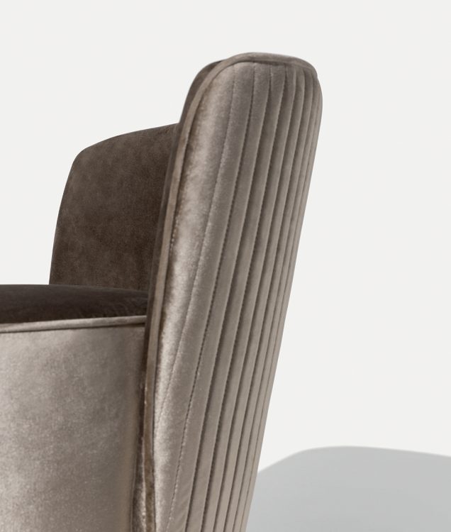 Opera armchair with Moka Oak and covered in velvet