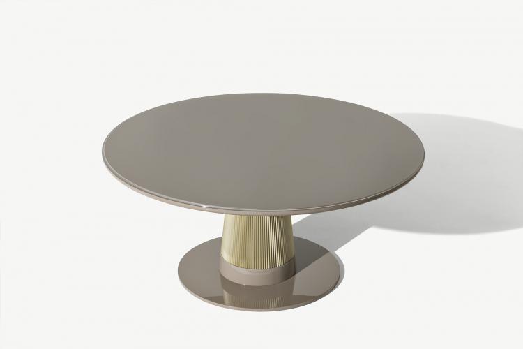 Стол Turner - круглая версия, отделка Vulcano, рифлёный декор с бронзовым покрытием