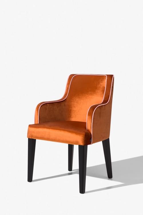 Isabey armchair in Moka Oak finish and covered in velvet - Special Edition