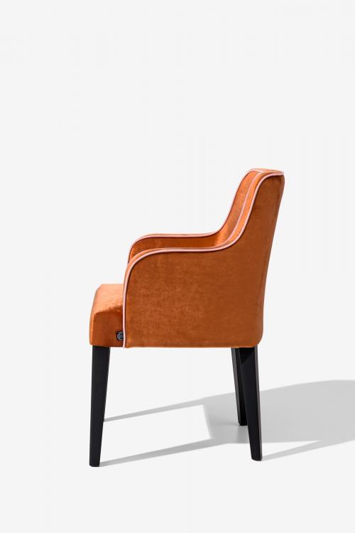 Isabey armchair in Moka Oak finish and covered in velvet - Special Edition