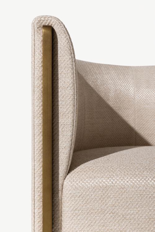 Adeline armchair in fabric and bronze finish