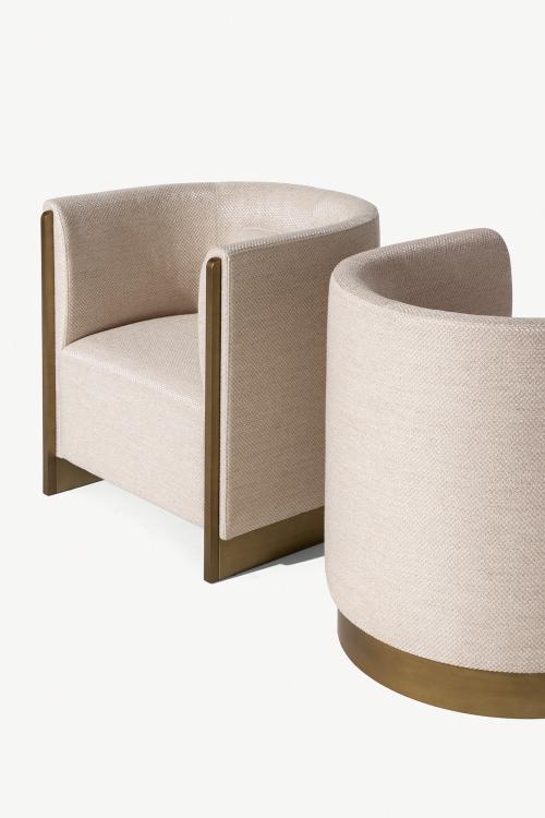 Adeline armchair in fabric and bronze finish