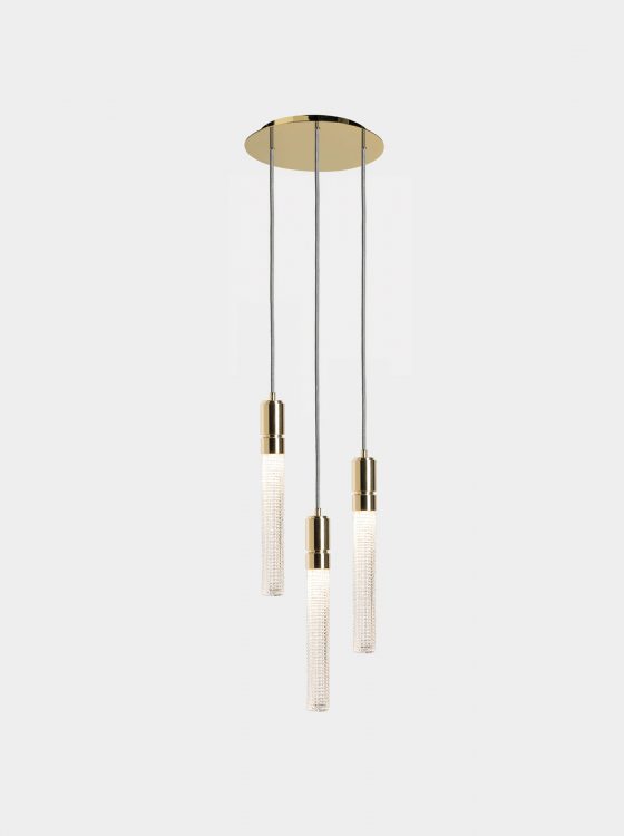 Ducale Flute Down - Suspended Lamp - Triple Unit - Kube glass