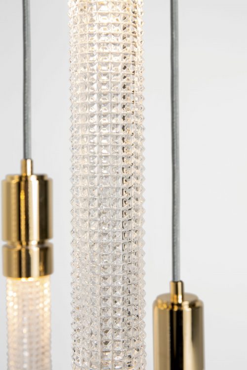Ducale Flute Down - Suspended Lamp - Triple Unit - Kube glass