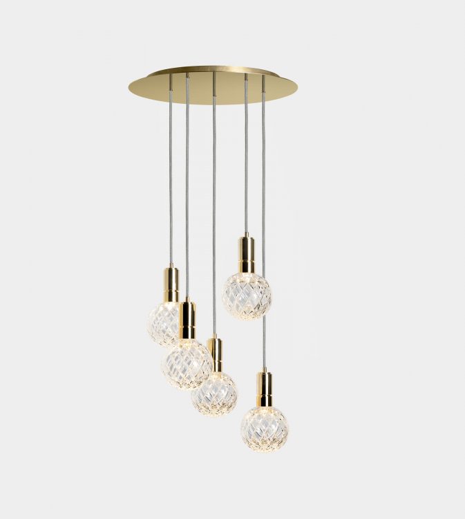 Ducale Sphera Down - Suspended Lamp - 5 Units - Rhombus glass