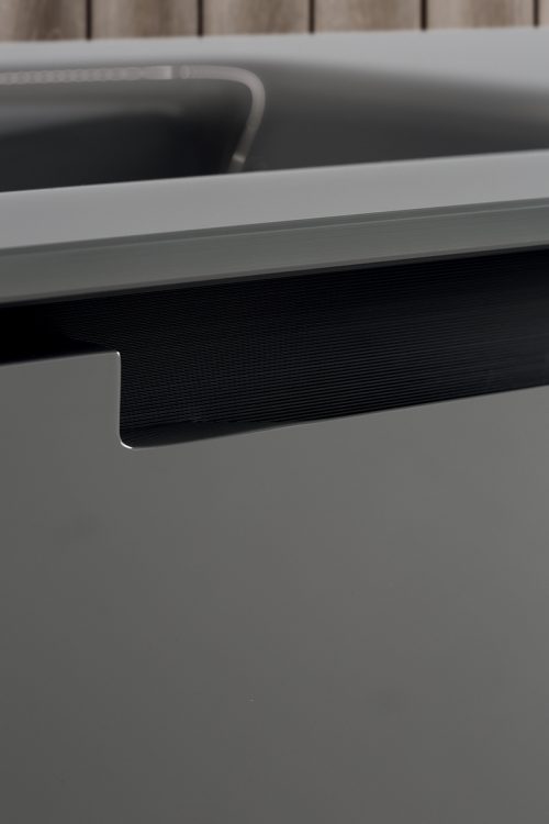 Profilo vanity unit, Medium Grey finish, Maya integrated glass top, Dalì Full mirror