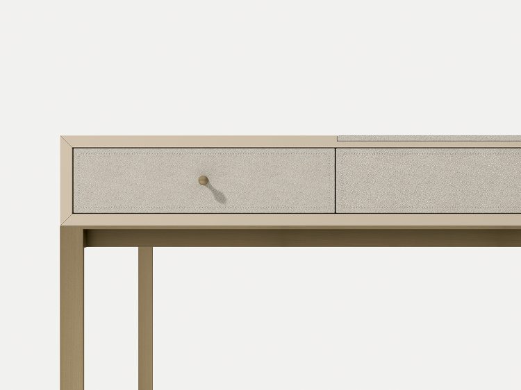 Proust console in Lino lacquered finish and bronze metal details