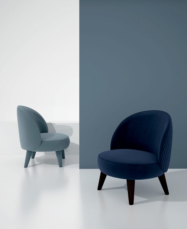 Sophie armchair covered in velvet
