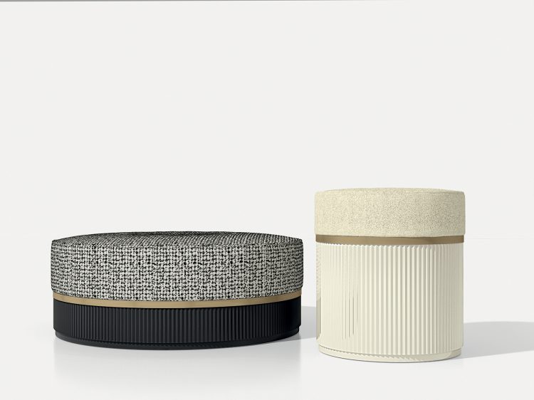 Kim pouf collection with Ribbed decoration