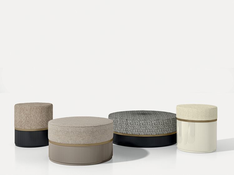 Kim pouf collection with Ribbed decoration