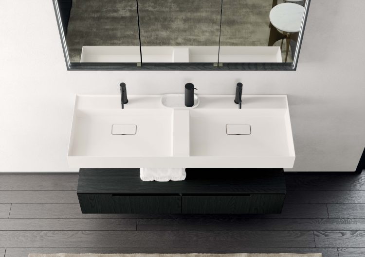 Rebel wall-hung washbasin in Lightfeel