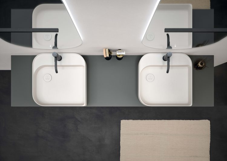 Leaf countertop washbasin in White Lightfeel