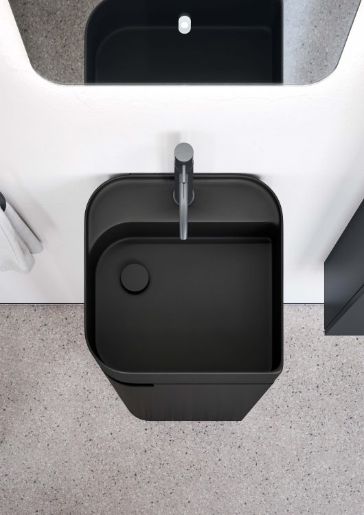Leaf countertop washbasin in Lightfeel in black finish