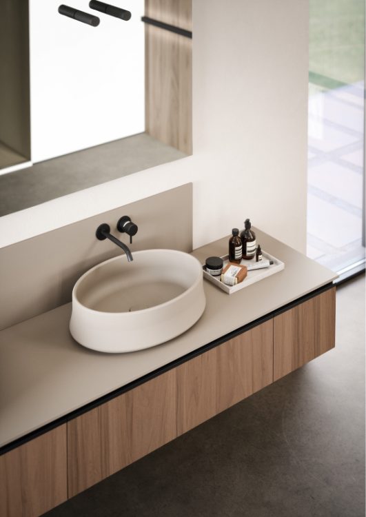 Volcano washbasin in matt Tortora elegance Purefeel