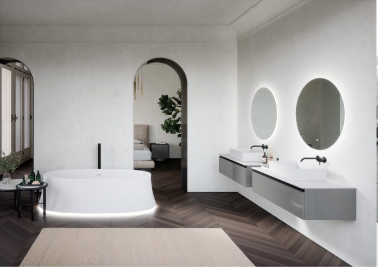 Volcano bathtub in matt white Lightfeel