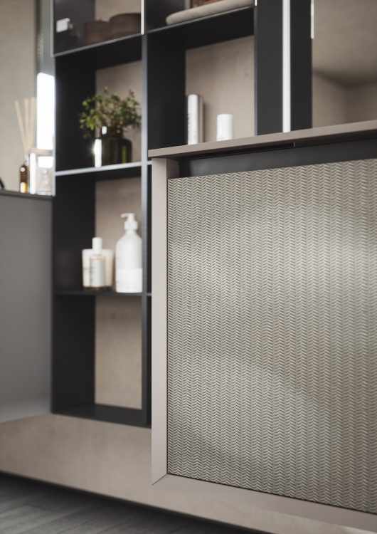 Frontal drawers in deluxe leather print P0034