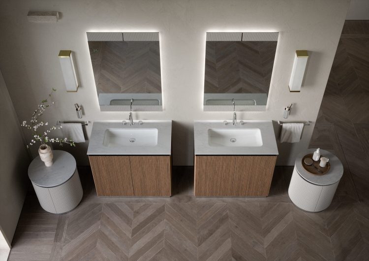 Top in Bianco Carrara marble with Kim integrated washbasin